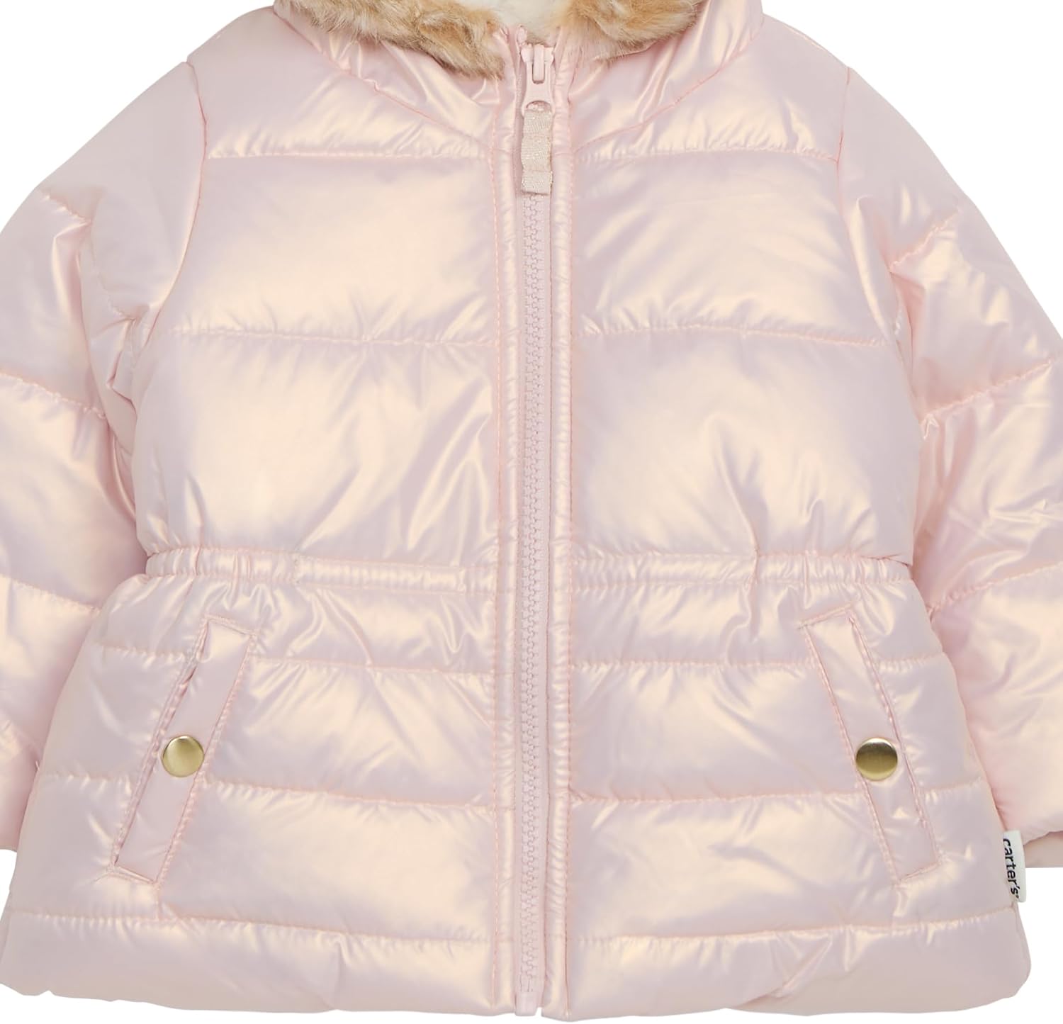 Girls' Winter Coat Puffer Jacket With Faux Fur Trimmed Hood