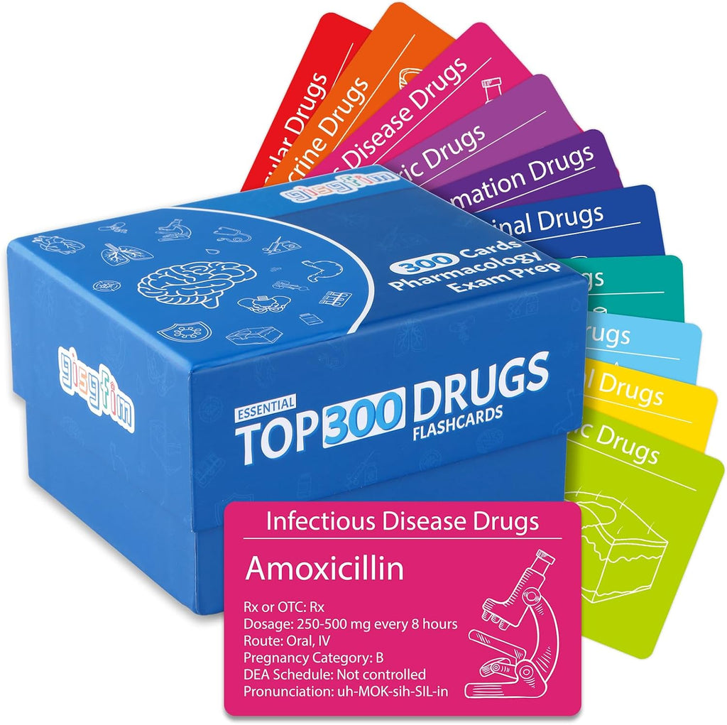Top 300 Drugs Flashcards Pharmacology Flash Cards Nursing School Essentials with Drug Names Test Questions Dosage