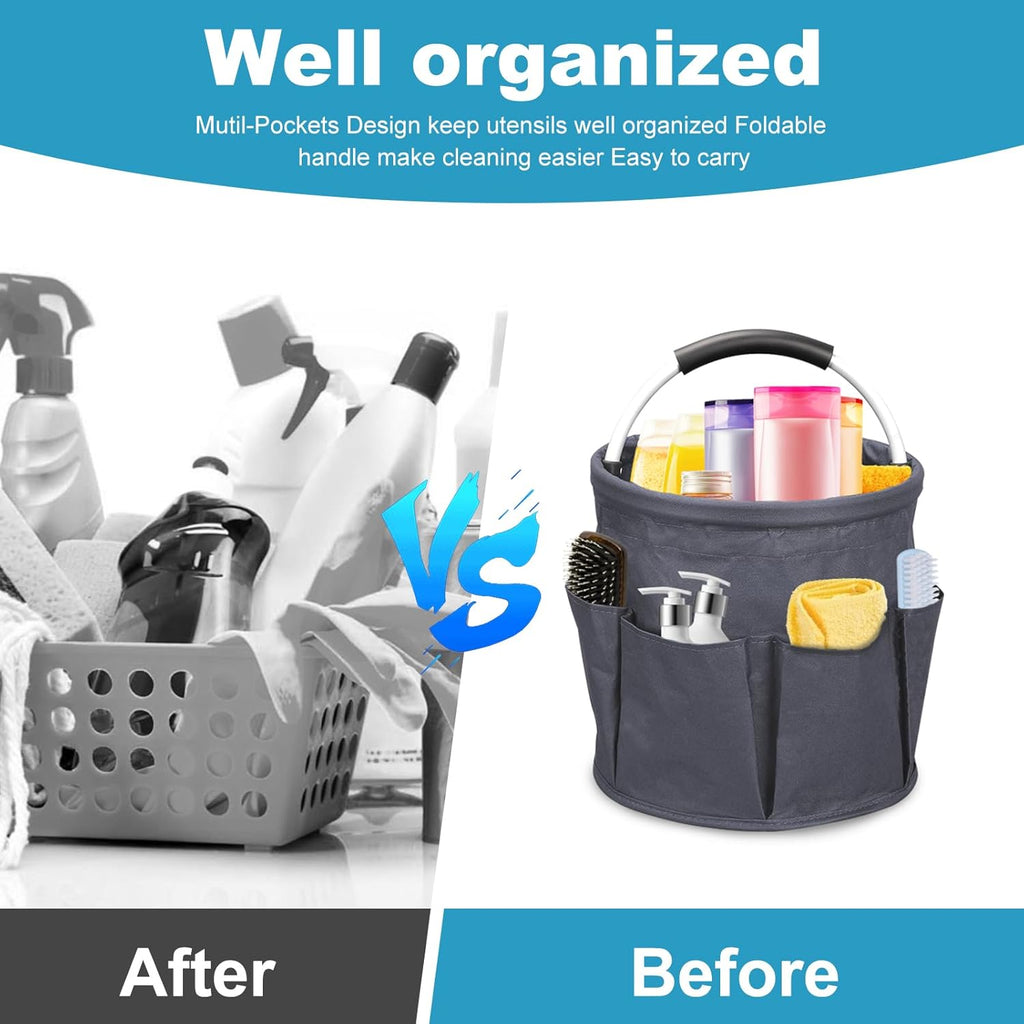 Cleaning Caddy with Handle, 17L Cleaning Supply Caddy Foldable Bucket Organizer Cleaning Products Organizers Cleaning