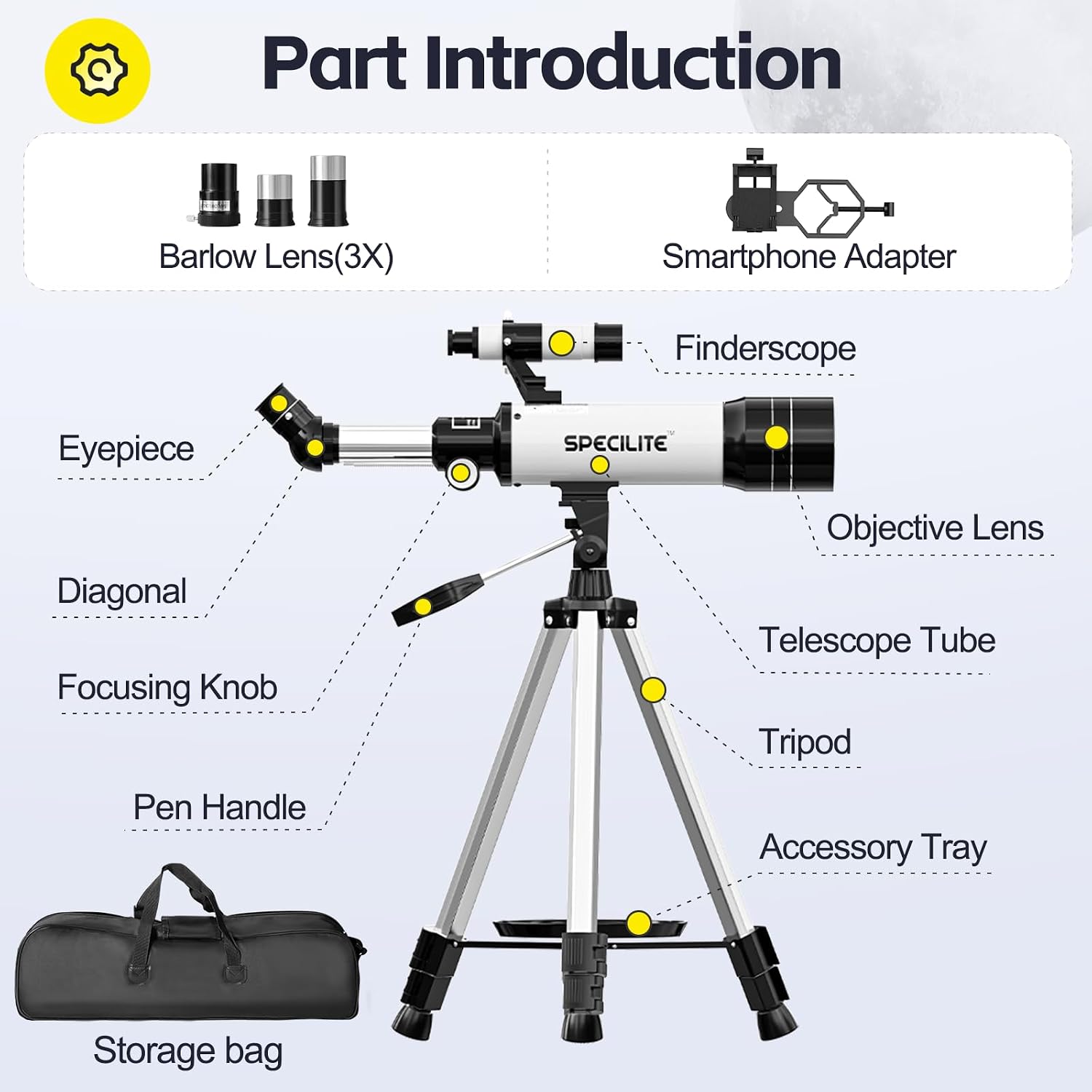 Telescope for Adults and Kids, 70mm Aperture 400mm Refractor for Astronomy Beginners(16x-120x), Portable Travel