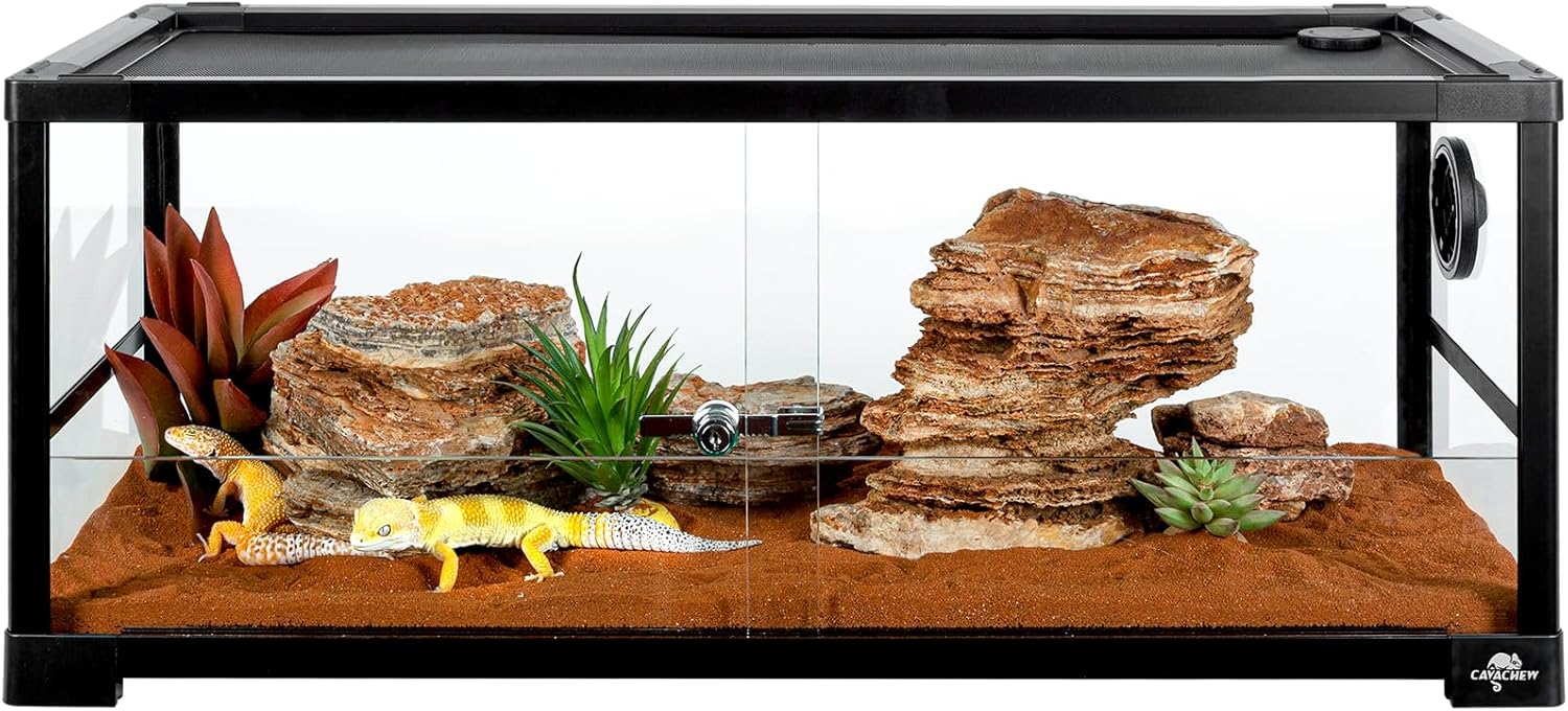 20 Gallon Reptile Tank, 30" x 12" x 12" Reptile Terrarium, Top Screen Ventilation, Sliding Door, Cable & Fogger Pass