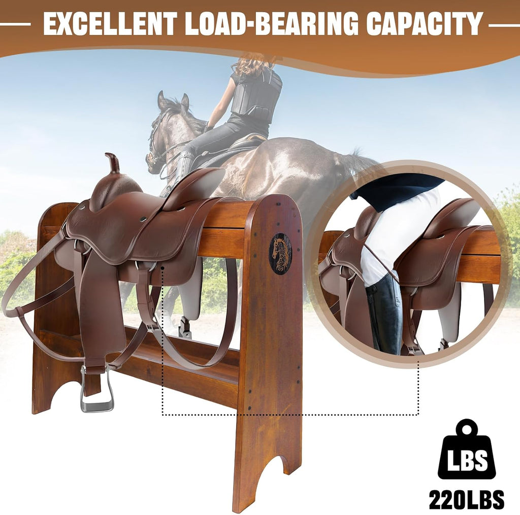 Solid Wood Saddle Rack, Heavy Duty Horse Saddle Stand