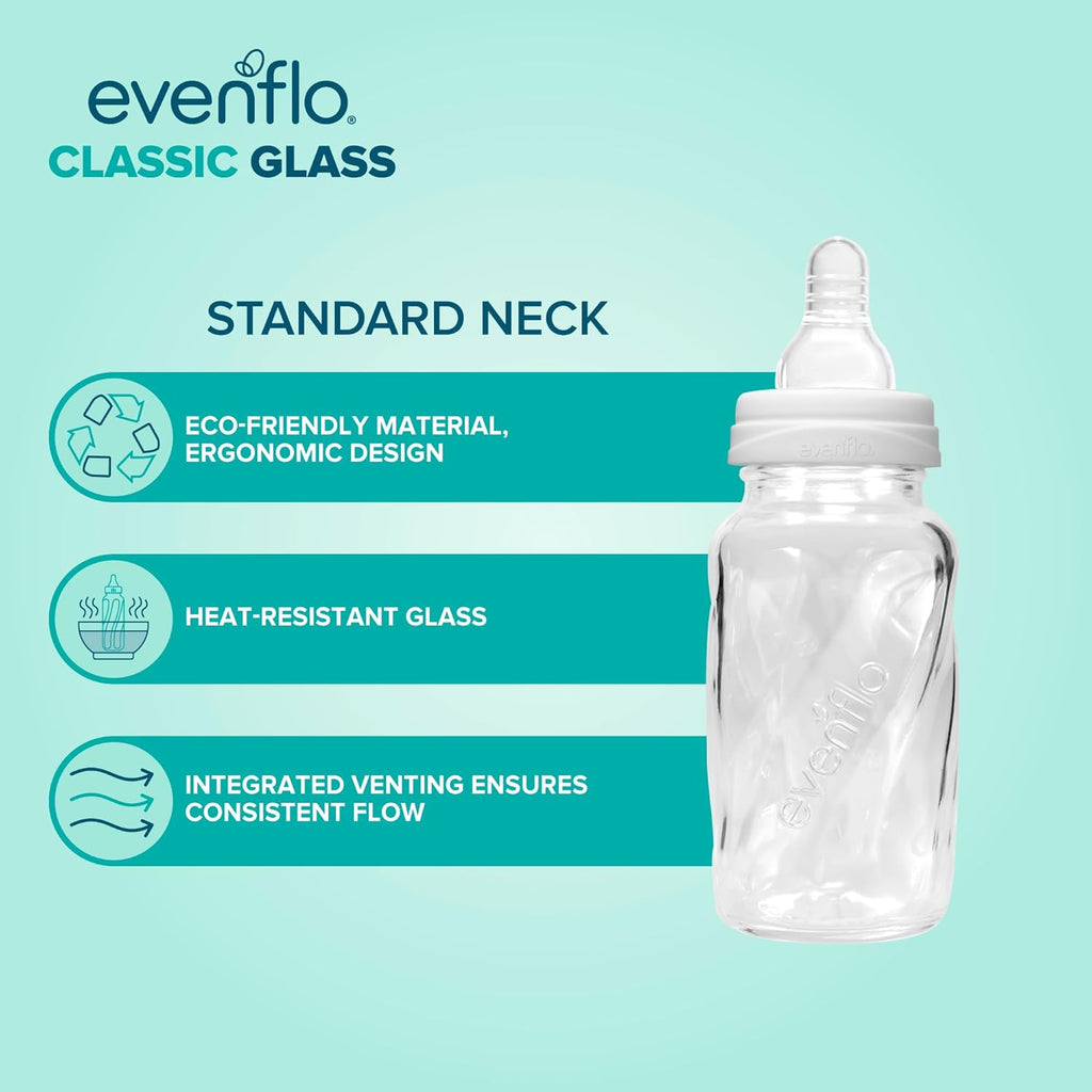 Feeding Classic Glass, Twist Bottles, 4 Oz, 6 Bottles.