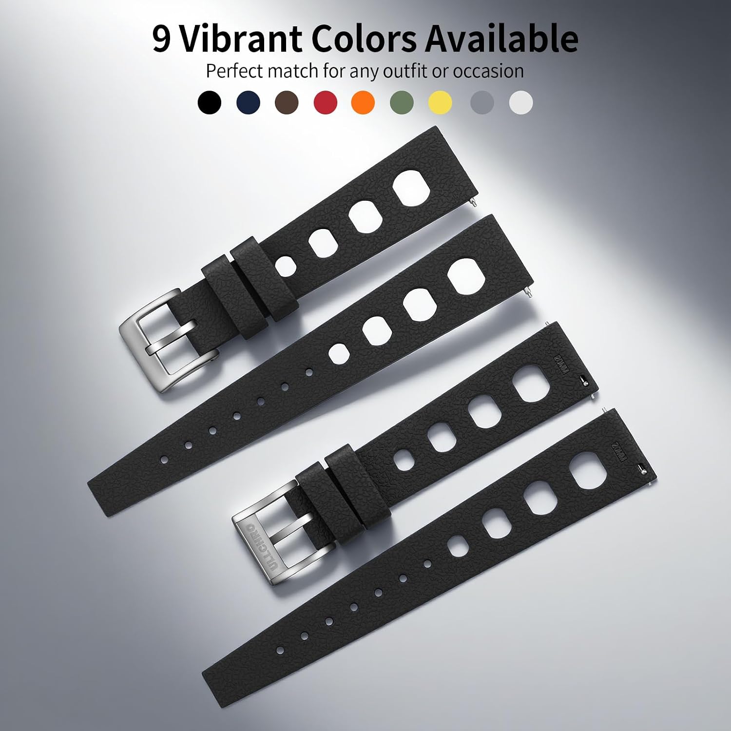 FKM Rubber Watch Strap 20mm, Quick Release Watch Band 22mm for Men Women, Waterproof Soft Premium Fluororubber