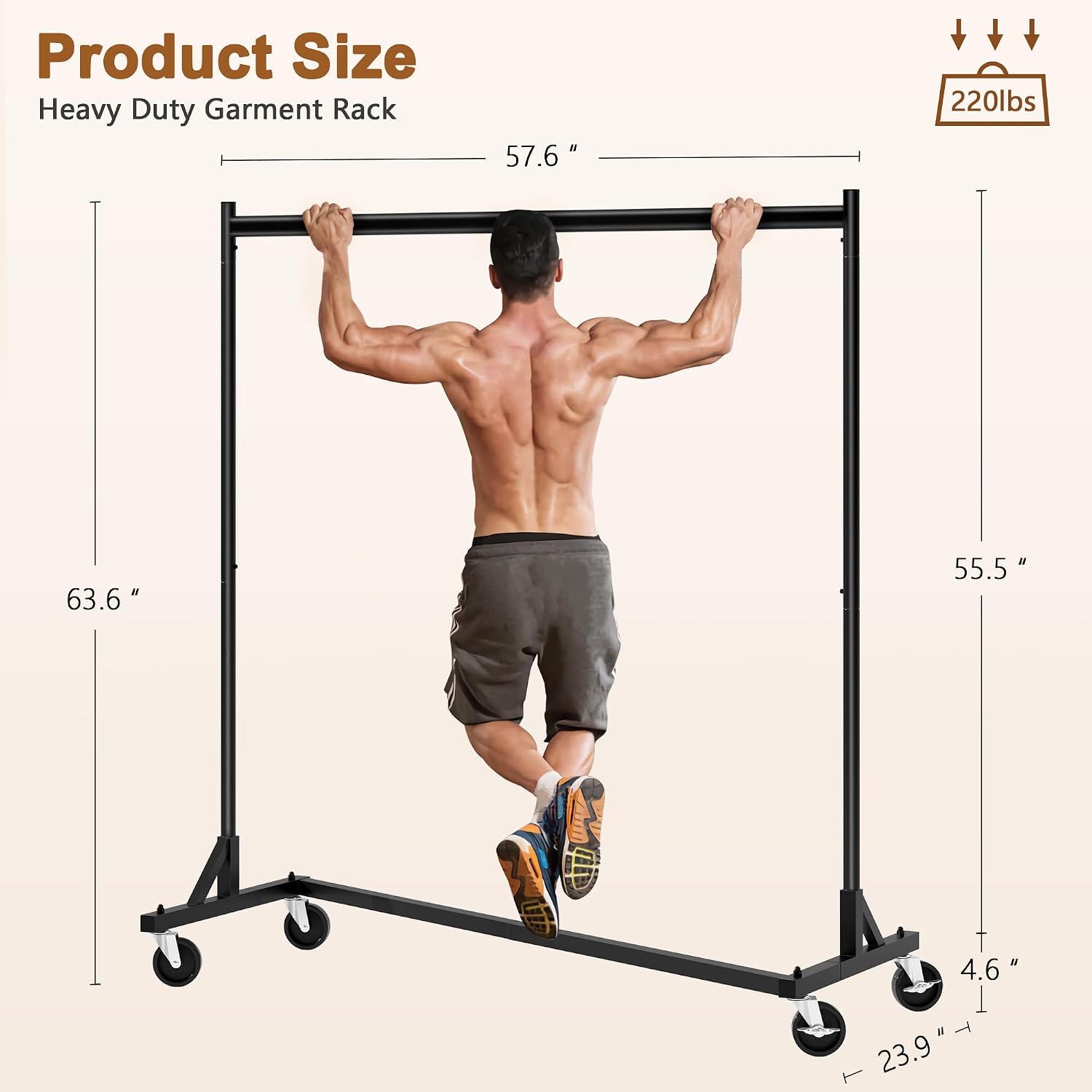 Z Rack Set of 2, Rolling Clothing Racks with Z-Base, Heavy Duty Garment Racks Set of 2, Clothes Rack on Wheels with