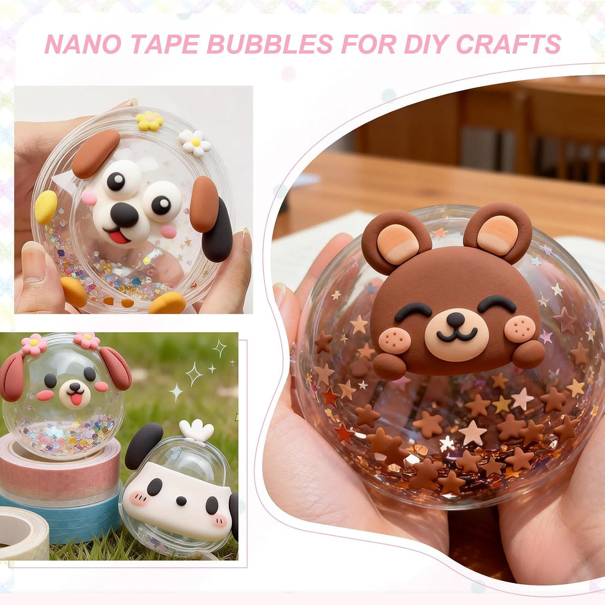 Nano Tape 2x39in, 5 Pcs Double Sided Nano Bubble Tape, 5 Color
