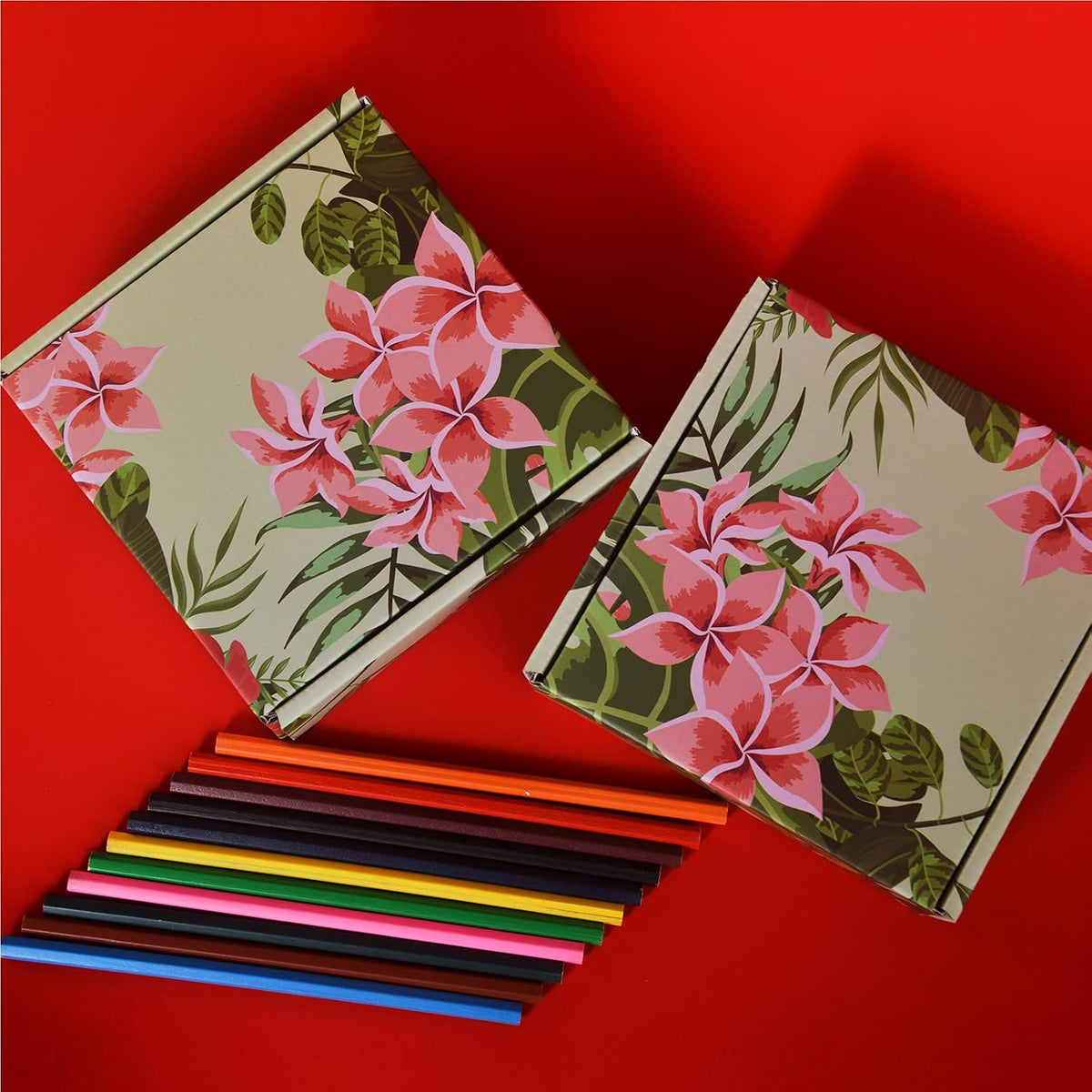Small Shipping Boxes For Small Business Hawaiian Flower Floral 25 Pack, 6x6x2in Recyclable Small Cardboard Boxes For