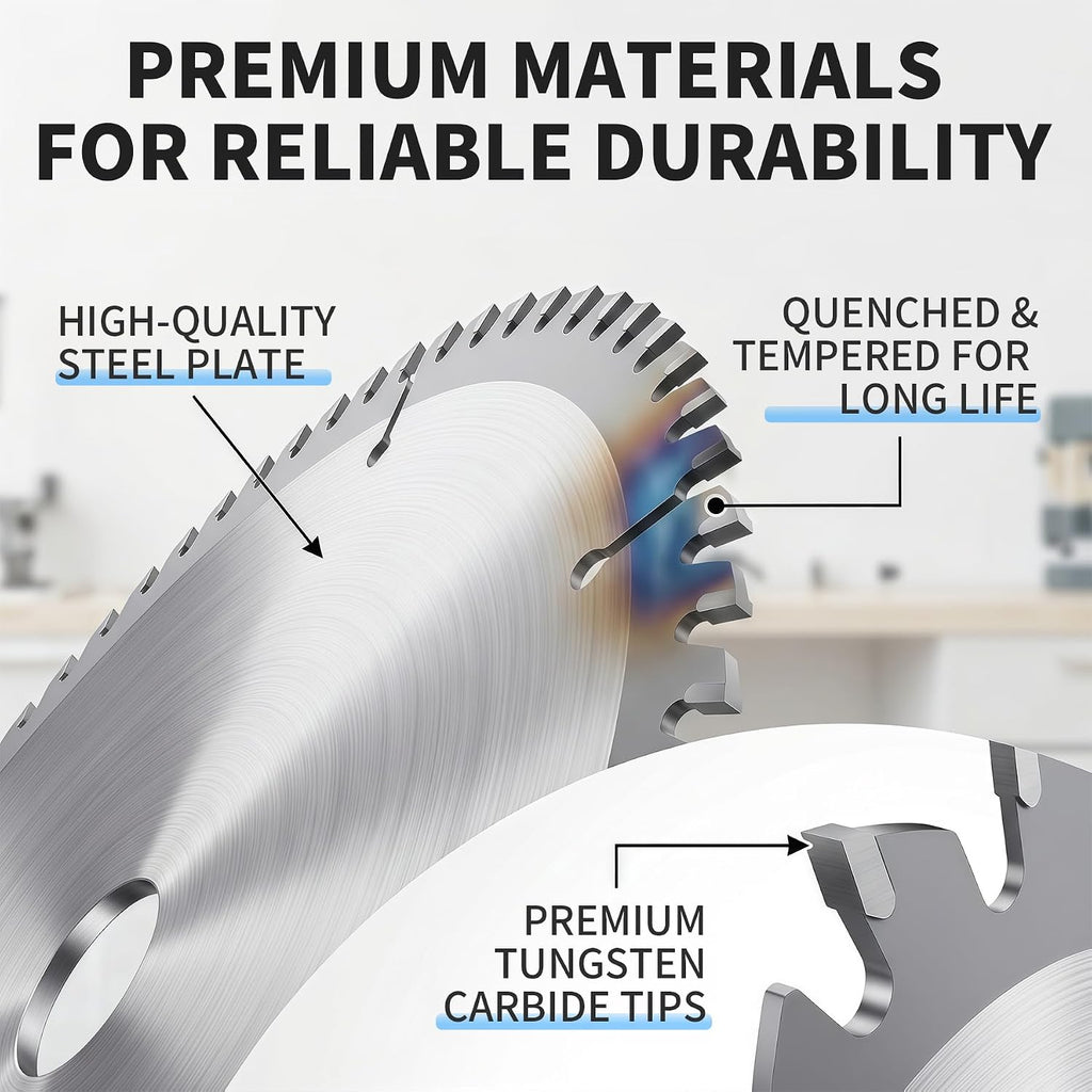 TCT Circular Saw Blade, 6 Inch, 60T | Carbide-Tipped for Table & Miter Saws, Fine Finish, Cuts Metal, Wood, Mild