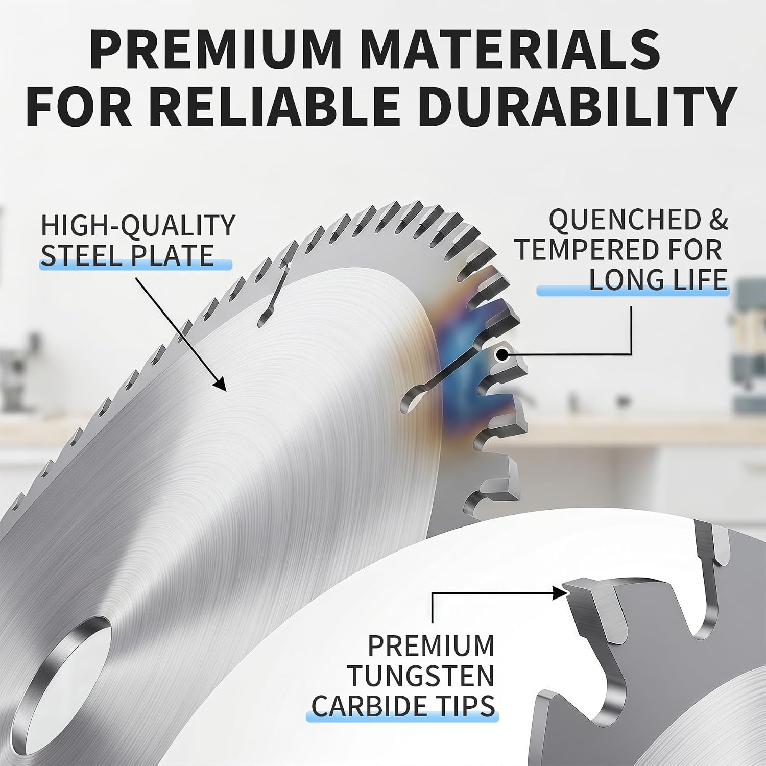 TCT Circular Saw Blade, 6 Inch, 60T | Carbide-Tipped for Table & Miter Saws, Fine Finish, Cuts Metal, Wood, Mild