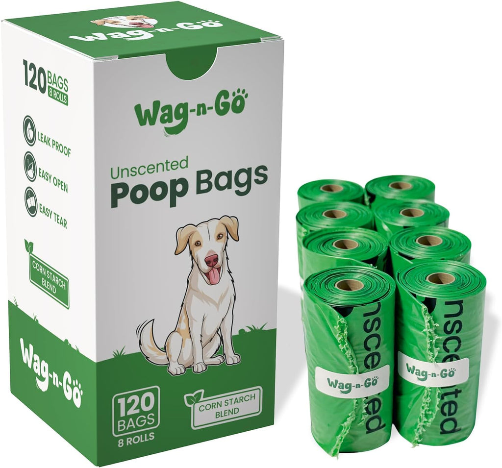 Dog Poop Bags Rolls, 120 Count Unscented Doggie Poop Bags, Leak-Proof, Easy Pet Waste Cleanup