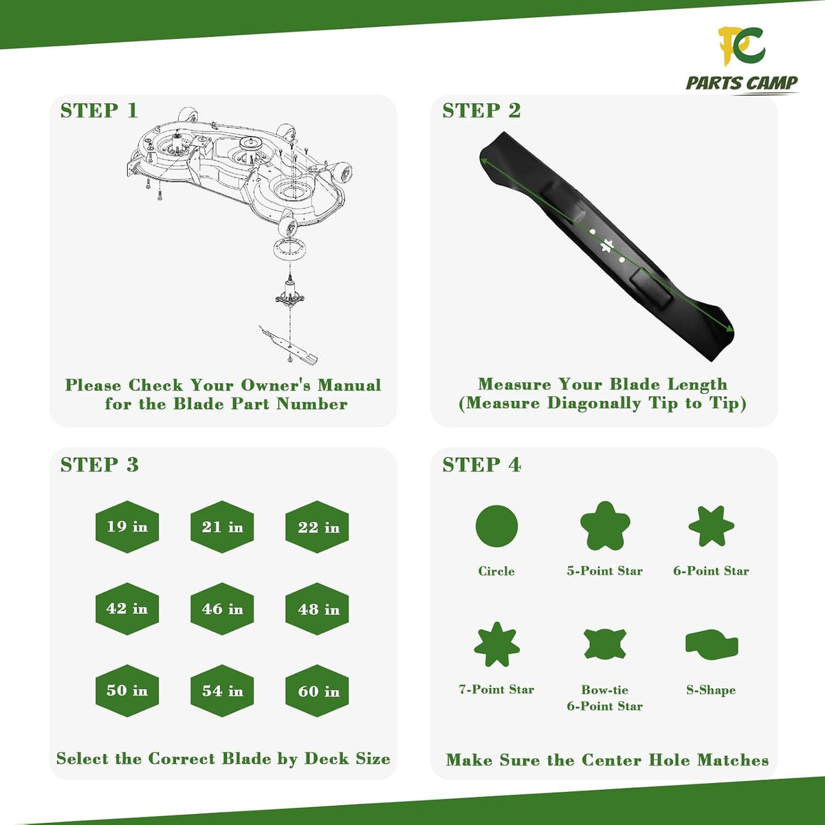 Parts Camp 2-Pack Replace Cub Cadet 46 Inch Mower Blade 942-04290 942-04244