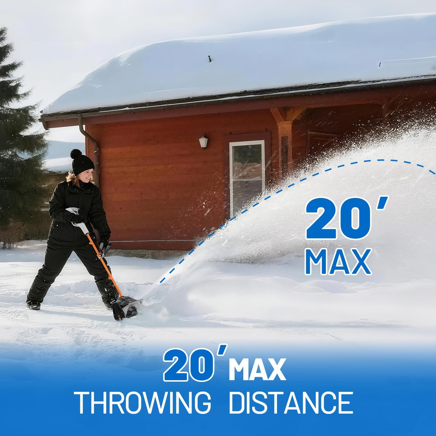 Cordless Snow Shovel 20V, Lightweight Electric Power Shovel for Snow Removal, Includes 4.0 Ah Battery, Easy to Use
