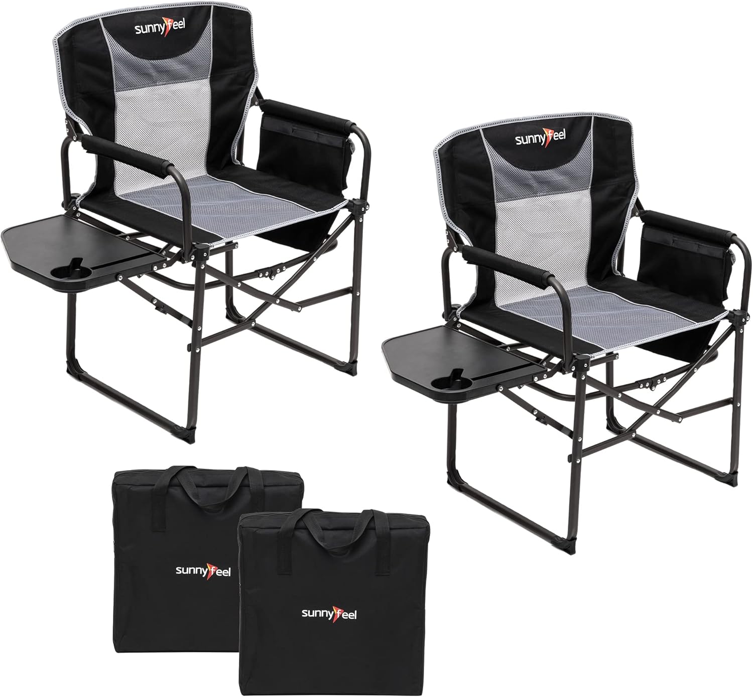 Camping Directors Chair, Heavy Duty,Oversized Portable Folding Chair with Side Table, Pocket for Beach