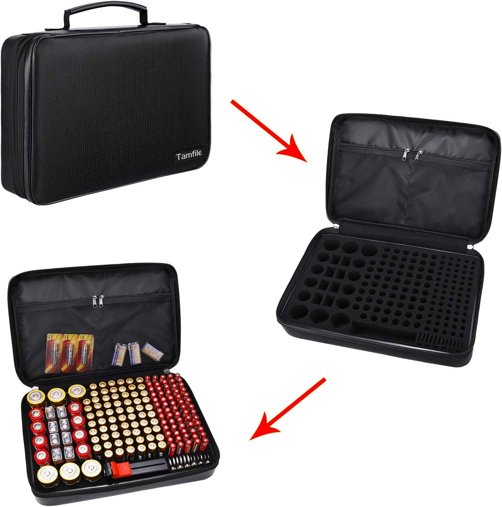 Fireproof Battery Organizer Storage Case Waterproof&Explosionproof | Carrying Safe Bag , Fits 210+ Batteries Case