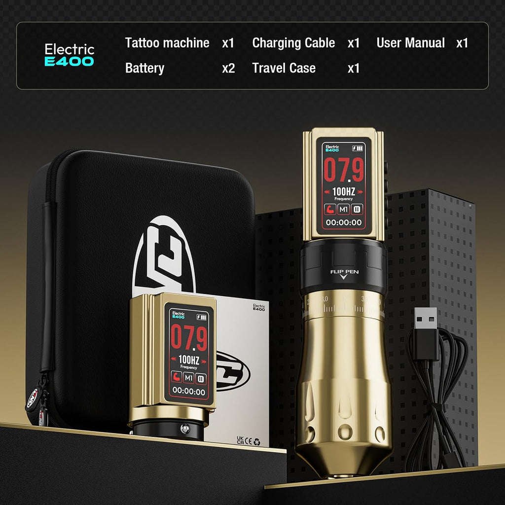 Wireless Tattoo Machine with 3600mAh Dual Batteries Adjustable 7 Strokes 2.4-4.2mm Rotary Pen LED Display Brushless