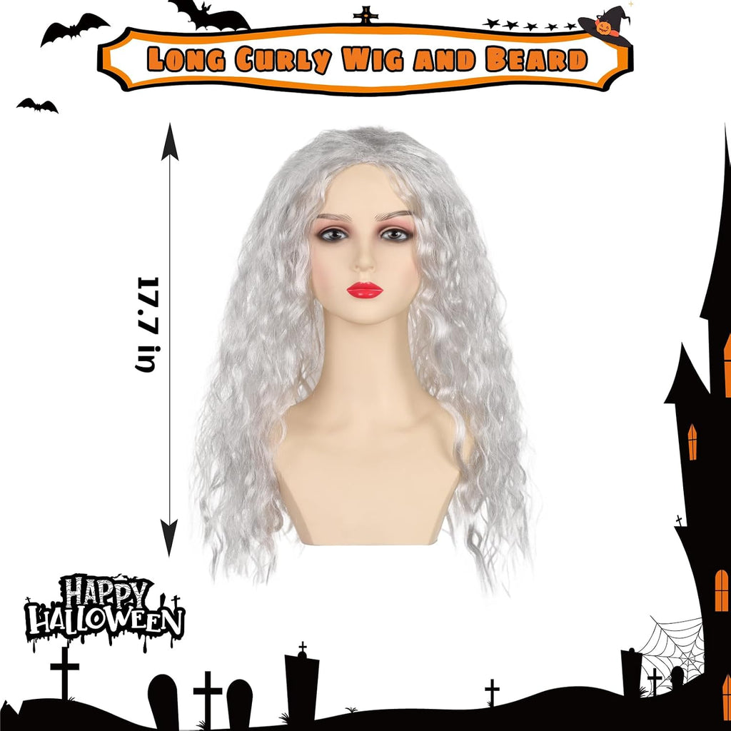 Wizard Hat Witch Hat Wizard Beard and Wig Set Halloween Costume Accessory for Men Women