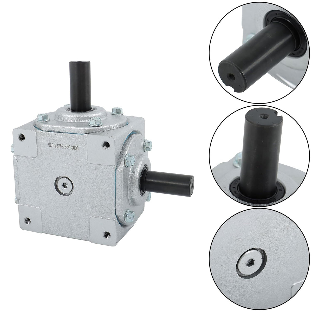 40HP Right Angle Gearbox with 2 Keyed Shafts CW/CW 1:1