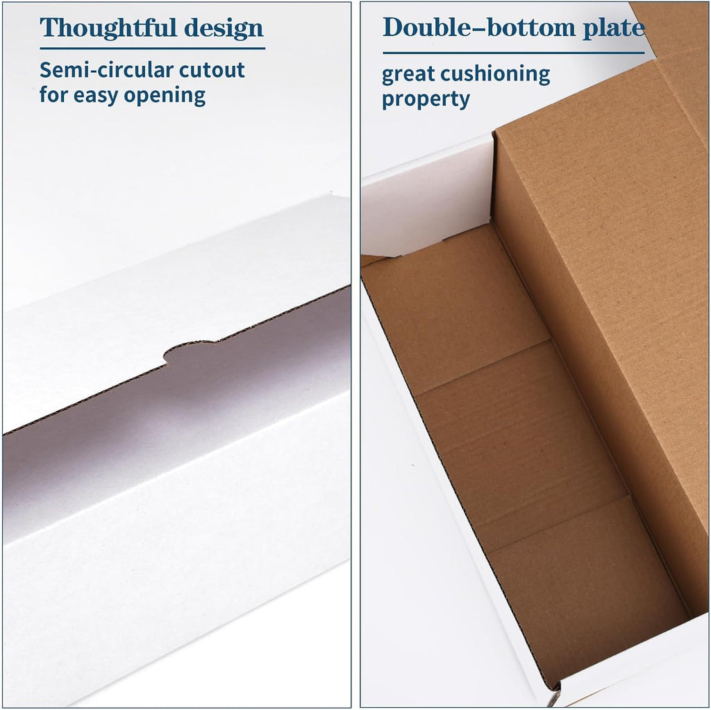 12x4x4 White Shipping Boxes Set of 25, Corrugated Cardboard Mailer Boxes for Packaging Small Business Mailing Gifts