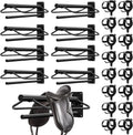 24 Pack Saddle Rack Wall Mount with Pad Bar Horse Bridle Rack Metal Bracket Bridle Hooks Detachable Portable Saddle