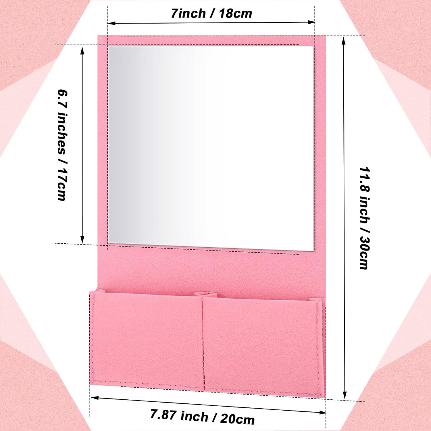 Magnetic Locker Mirror 7 x 6.7 Inch Magnet Mirror with Holder Bag Locker Organizer Accessories Decorations for Office