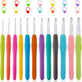 12 Sizes Crochet Hooks 2.0–8.0mm, Ergonomic Crochet Hook Set, Crochet Needles for Beginners, DIY Projects and Craft