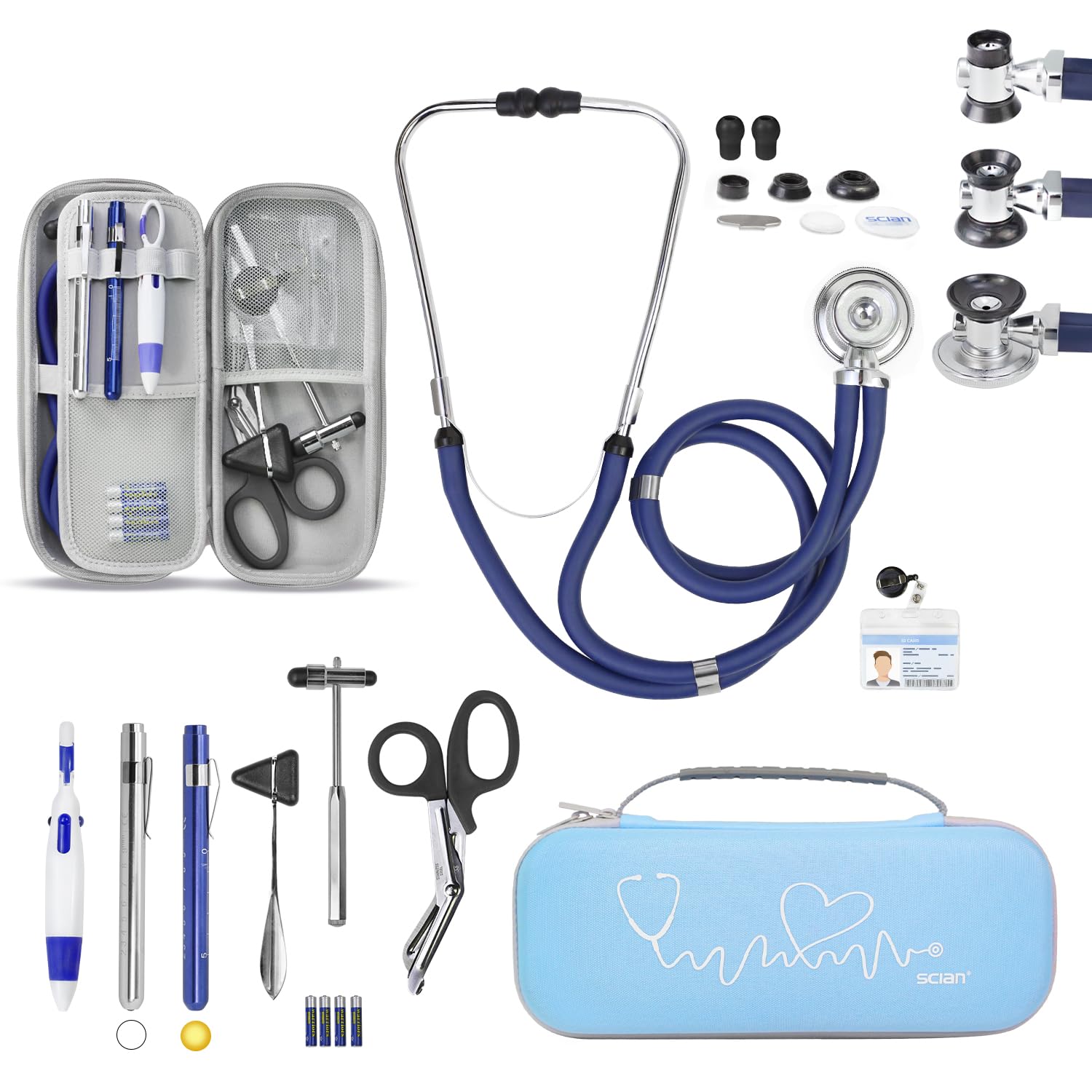 13 Pcs Stethoscope Case Kit, Supplies Inclued, Perfect Nurse Gift Include Stethoscope, Medical Scissors, Penlights