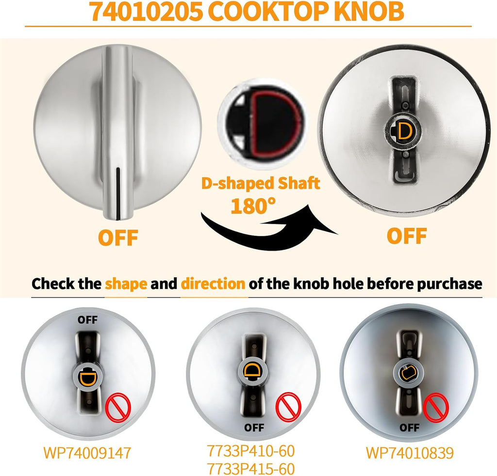 atgestore Upgraded 74010205 Stove Burner Knobs Replacement Parts for Jennair Maytag Range Control Knob WP74010205 JDR8895AAB JDR8895AAS JDR8895AAW Jenn Air Stove Top Downdraft Knob Cooktop Oven Knobs