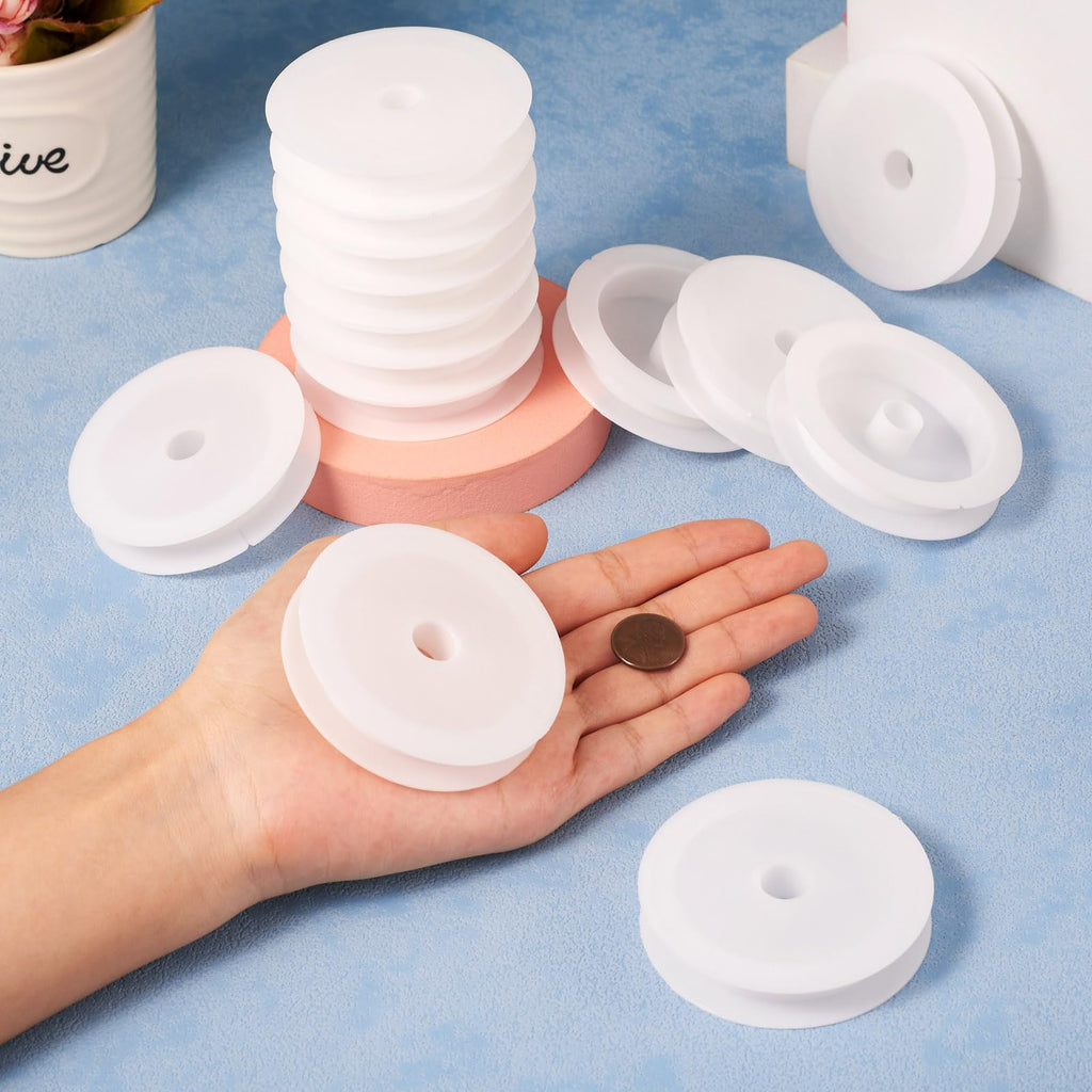 50Pcs Empty Plastic Wire Spools 2.64" in Diameter Thread Bobbins for Beading Wire Thread String