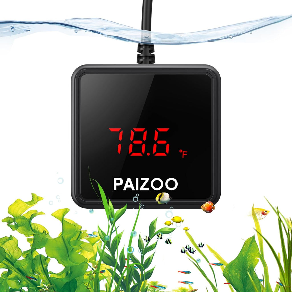 LED Waterproof Aquarium Thermometer Always-on Display with USB Cord