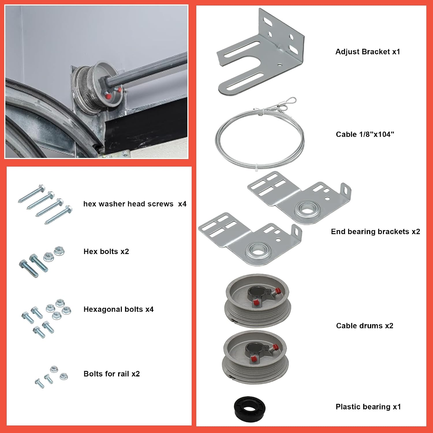 Garage Door Torsion Spring Kit for 7Feet Tall Garage Door