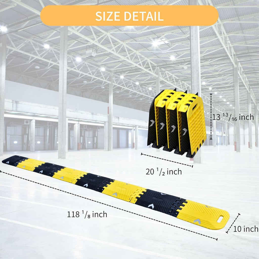 Collapsible Speed Bumps for Road - 10 Ft Portable Traffic Hump for Driveway, Parking, Asphalt to Gravel (Portable