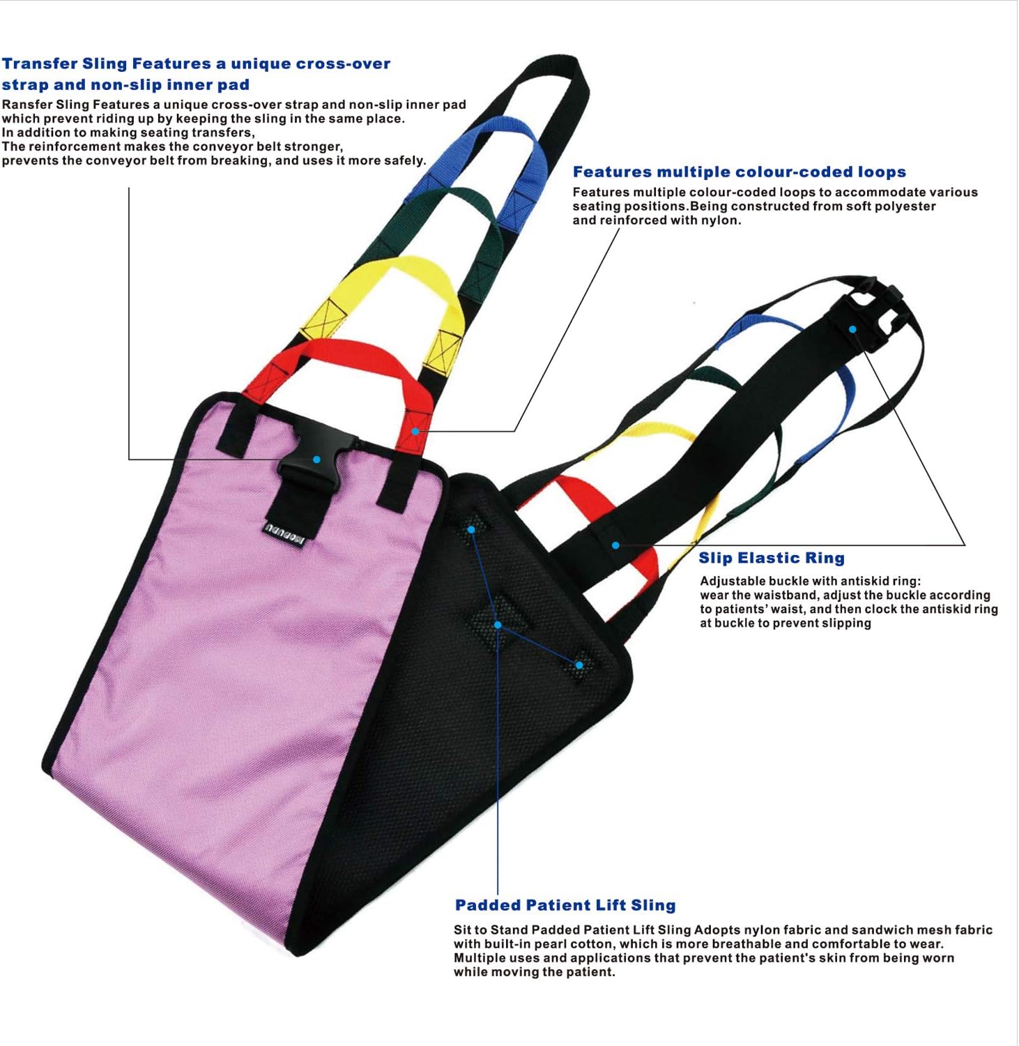 Patient Lift Sling & Gait Belt – Heavy Duty Standing & Transfer Aid