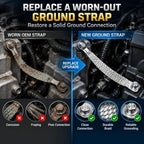 Ground Straps, 1PCS 12 Inch Tin-Plated Copper Braided Engine Ground Strap