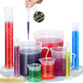 Upgraded Plastic Graduated Cylinders and Beakers, 10-1000ml 15PCS | 4 cylinders (10/25/50/100ml), 5 beakers