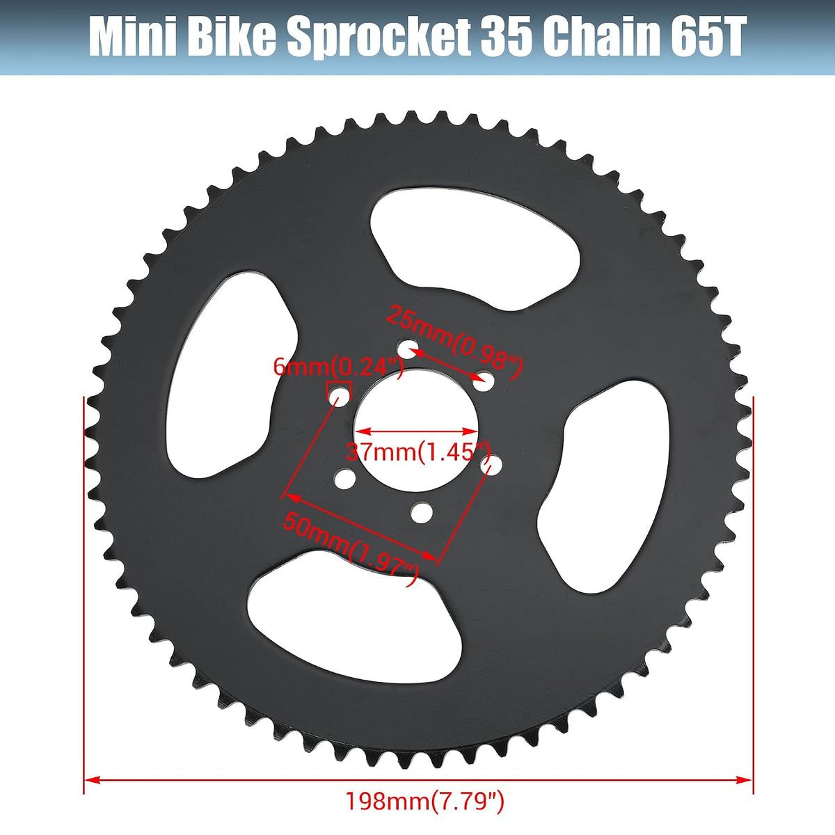 65 Tooth Sprocket 37mm Bore 35 Chain with 140 Links for CT100U DB30