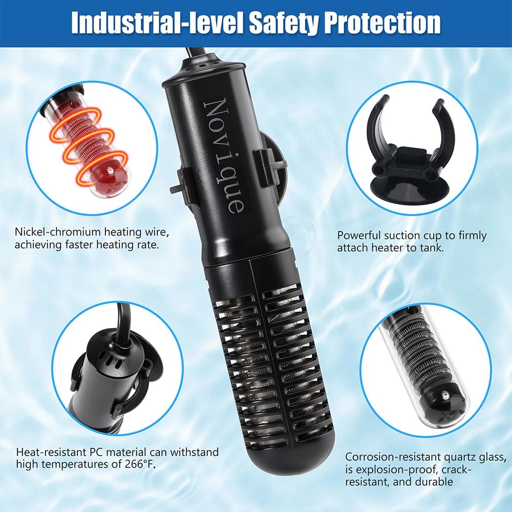Mini Submersible Aquarium Heater 25W Small Betta Fish Tank Heater with Digital Thermometer (Preset Temperature 78℉)