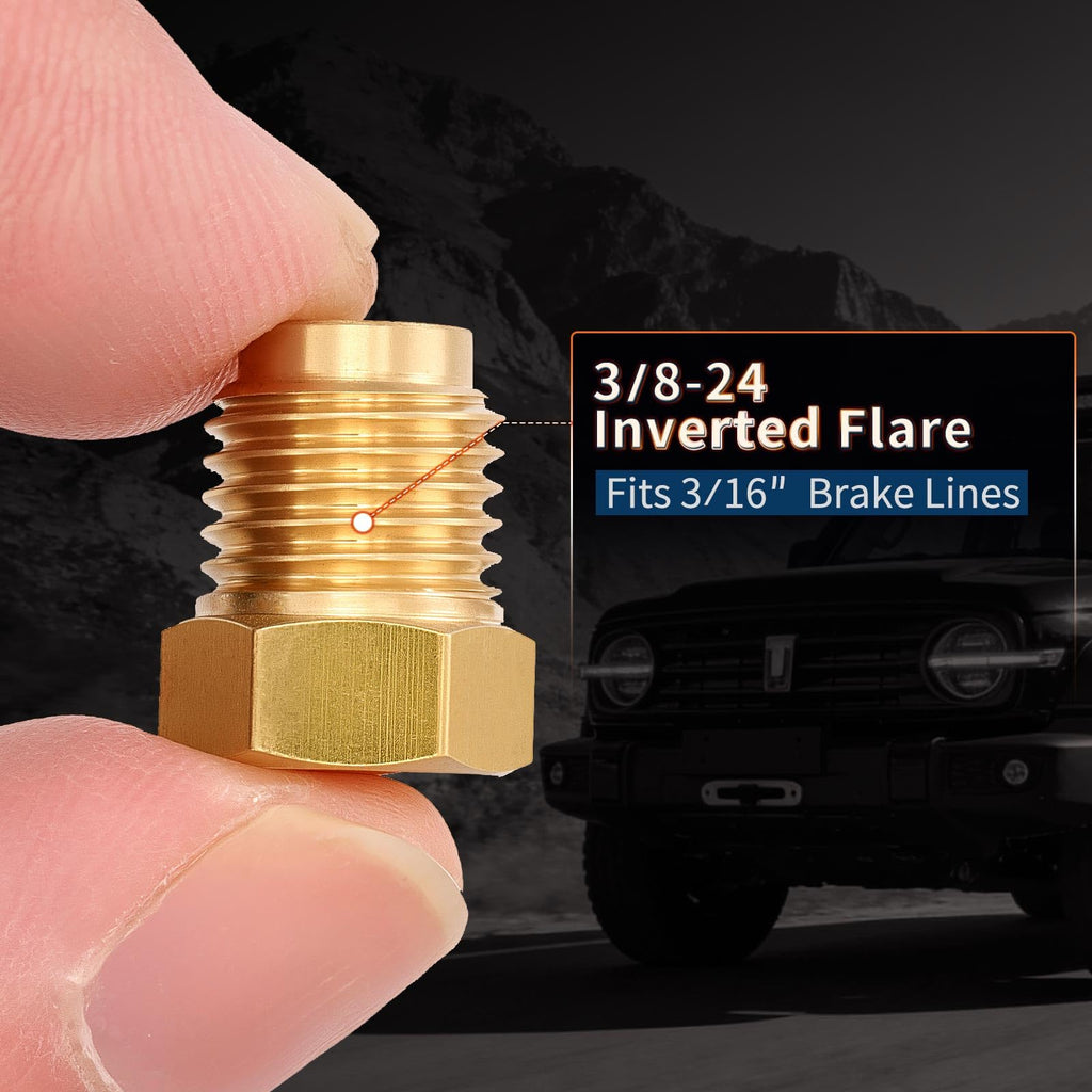 LitartPRO 2PCs 3/16" Brass Brake Line End Connection Fitting Kit