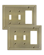 2-Pack Combo Decorator/Double Toggle Switch Cover Plate, Antique Brass