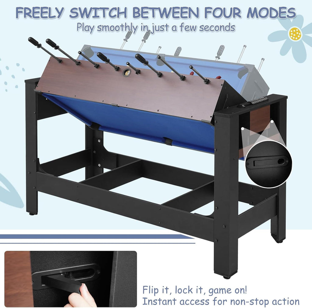 54" 4-in-1 Swivel Multi-Game Table -Combo Game Table Set for Kids, Adults - Indoor and Outdoor Arcade Sports Table