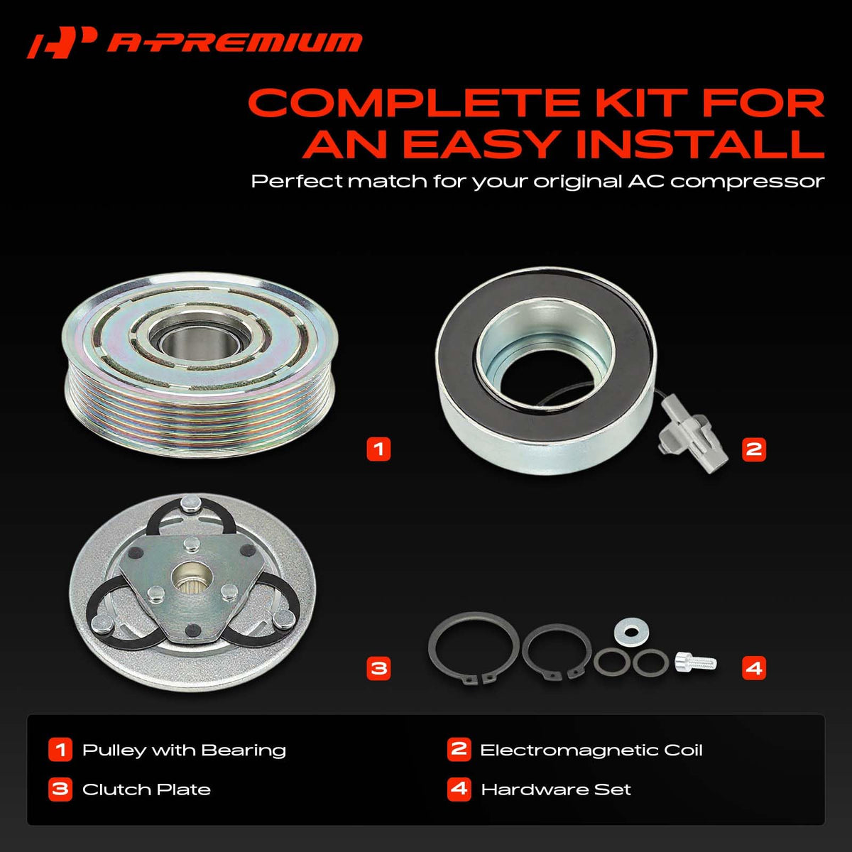 A-Premium Air Conditioner AC Compressor Clutch Kit
