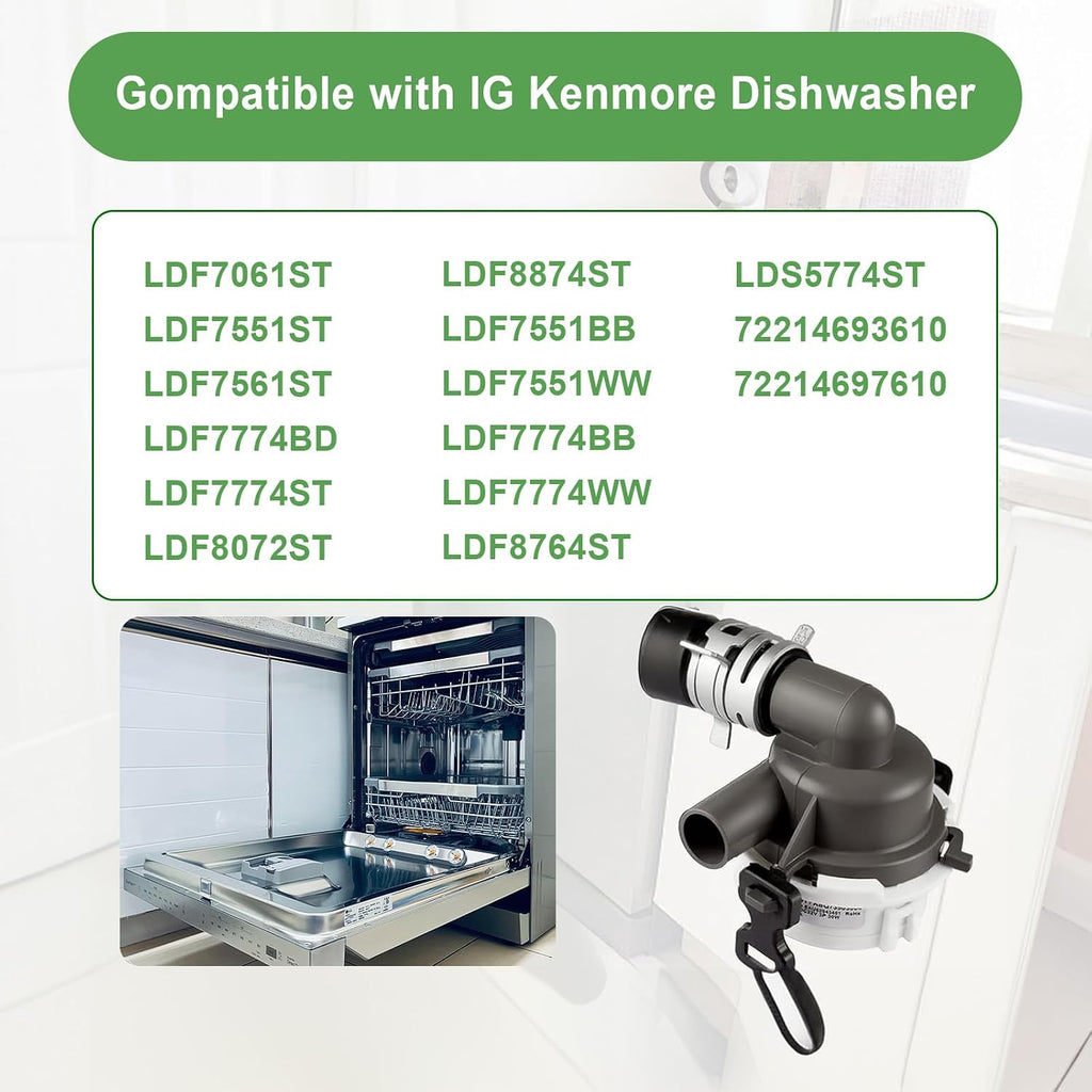 ABQ73503002 ABQ73503004 Dishwasher Drain Pump Compatible with LG Kenmore