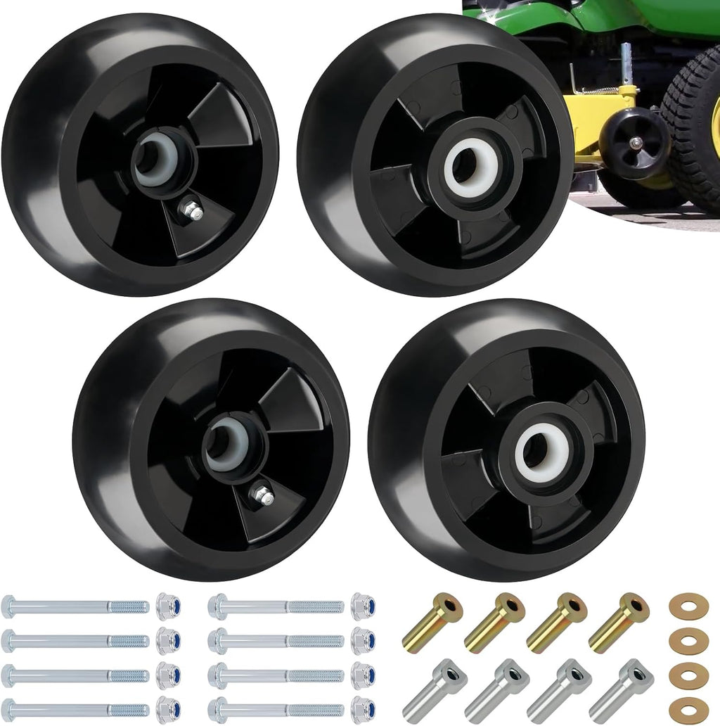 CheeMuii 4Pack AM125172 Lawn Mower Deck Wheels with Full Set Bolts Bushings
