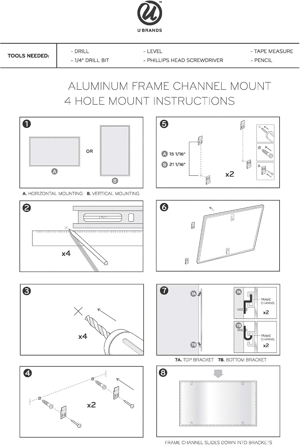 Magnetic Dry Erase 4-in-1 Calendar White Board, 36" x 48", Silver Aluminum Frame