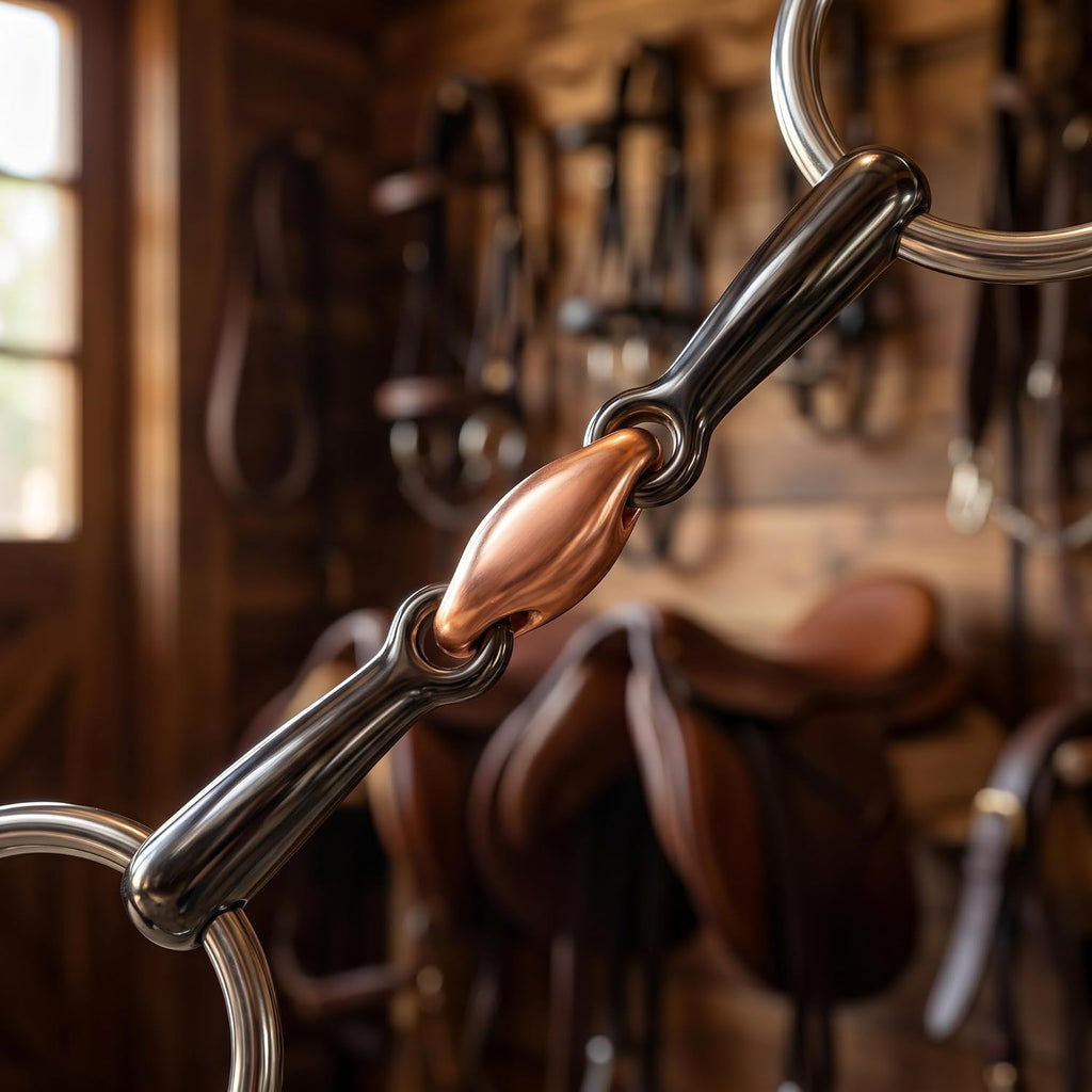 5'' Horse Snaffle Bit, Stainless Steel Bit with Copper Mouth, Western Equestrian Training Bit