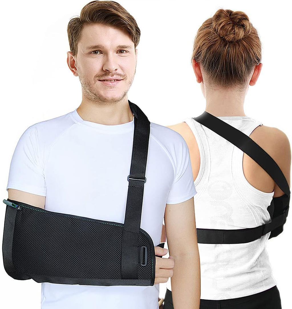 Arm Sling Shoulder immobilizer for Shoulder Injury with Back Belt Men & Women Shoulder Immobilizer Left and Right Arm