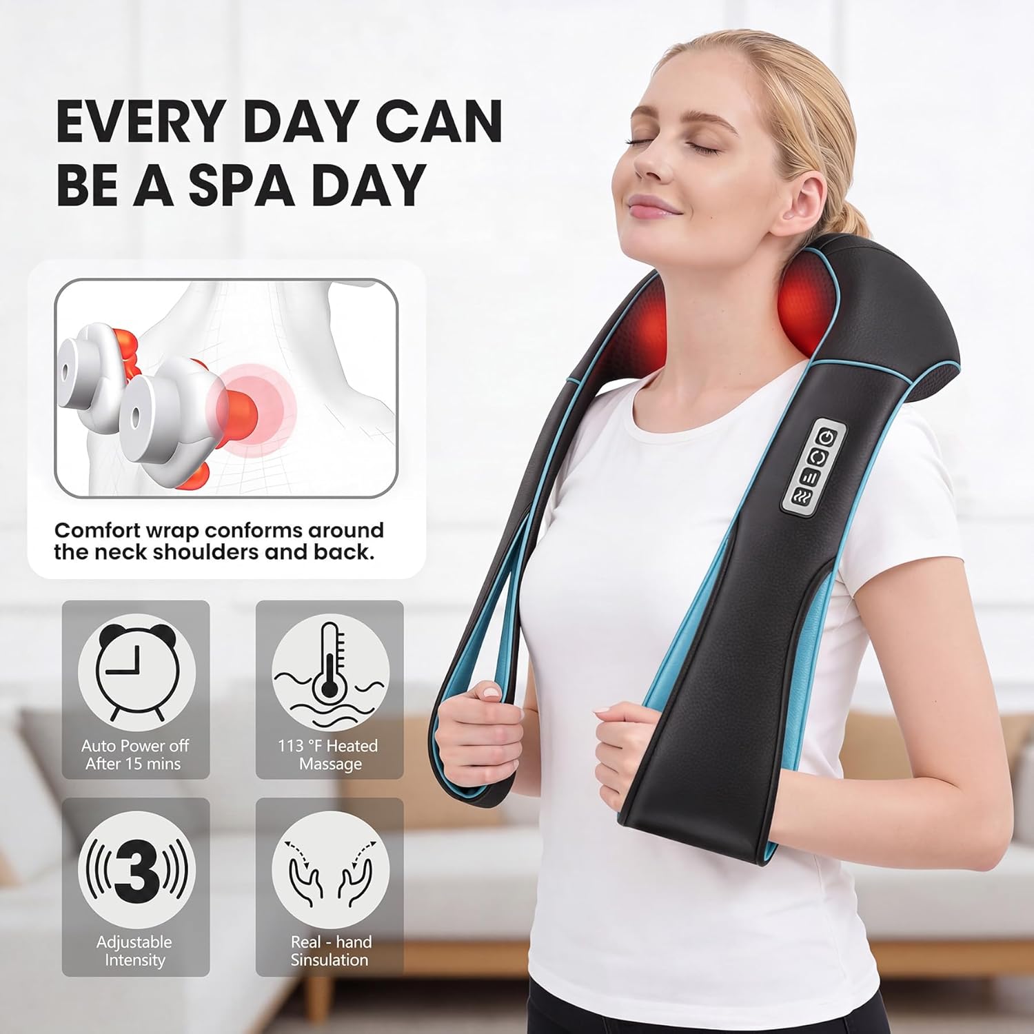 Fathers Day Dad Gifts, Shiatsu Neck Massager with Heat for Pain Relief Deep Tissue – Christmas Gift for Women, Men