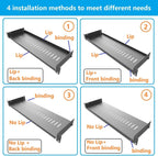 2 Pack of 1U Vented Cantilever Server Rack Mount Shelf 6" Deep