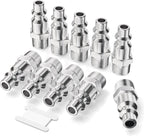 GASHER 10PCS 1/4" MNPT x 1/4" Flow 304 Stainless Steel Industrial Air Plug