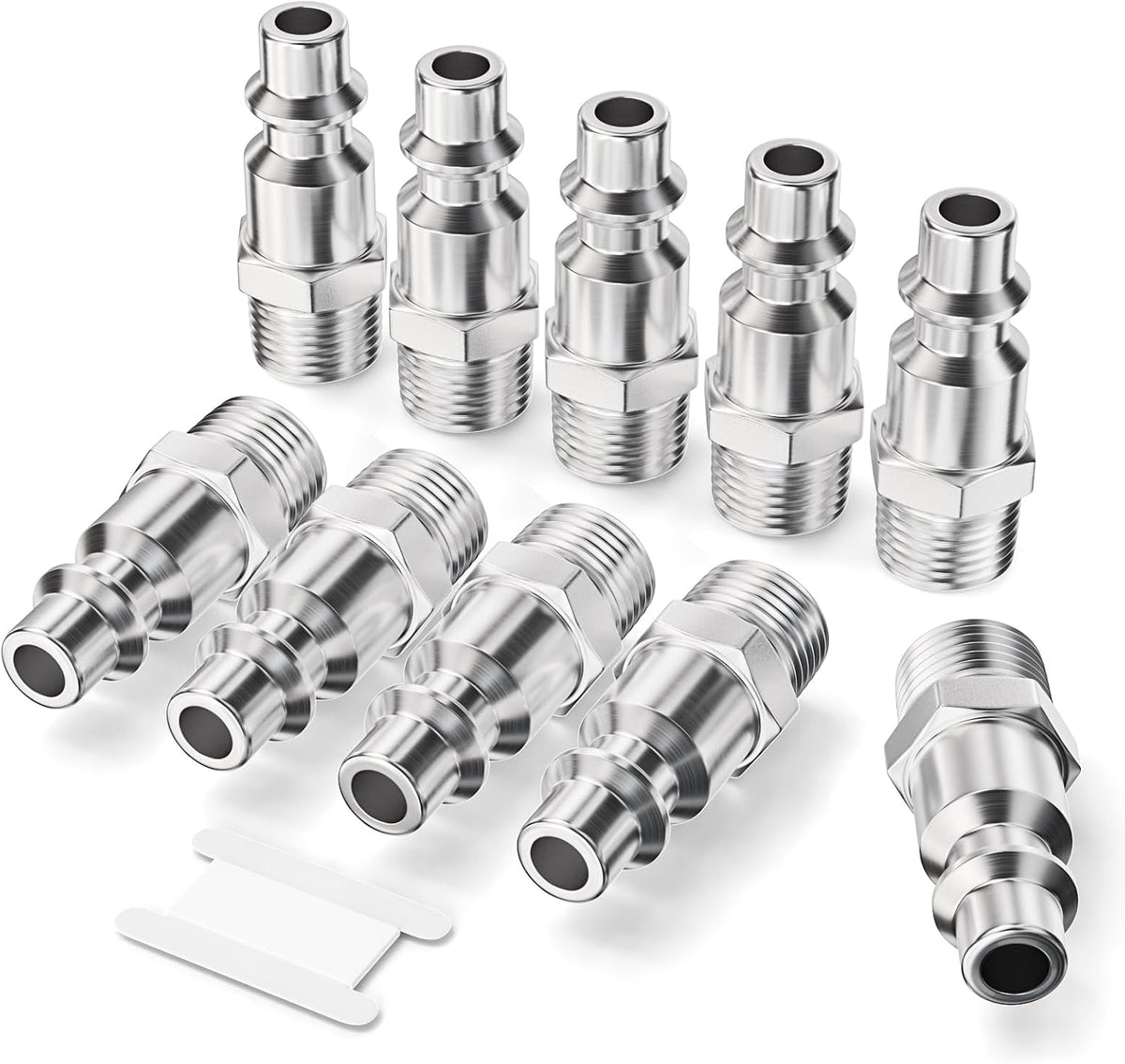 GASHER 10PCS 1/4" MNPT x 1/4" Flow 304 Stainless Steel Industrial Air Plug