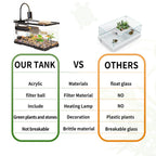 (Tank + Light +Pump + Filter + Filter Balls) Turtle Tank Kit, Turtle Tank Starter Kit,Bottom Drainage, Multi-Function